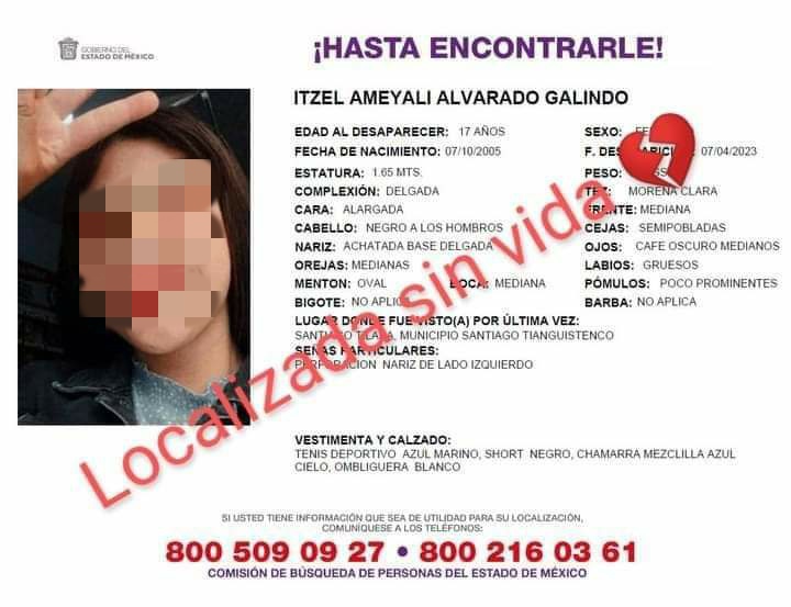 Localizan sin vida a Itzel Ameyali: había abordado un&nbsp;taxi