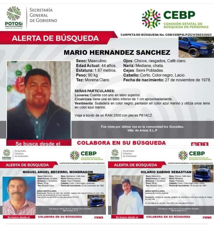 BÚSQUEDAS: Desaparecen mexiquenses en San Luis&nbsp;Potosí