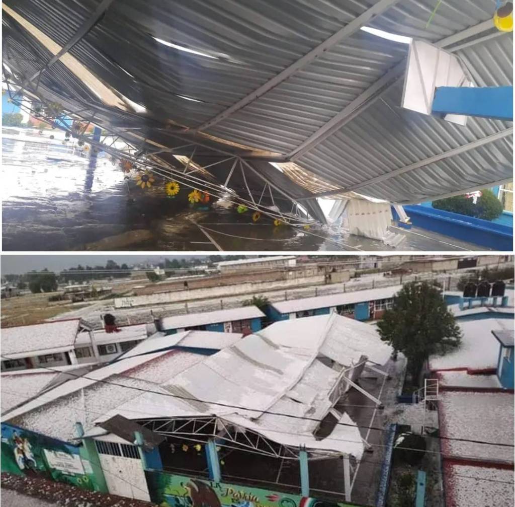 #VIDEO: Granizo colapsa techo de escuela en&nbsp;Otzolotepec