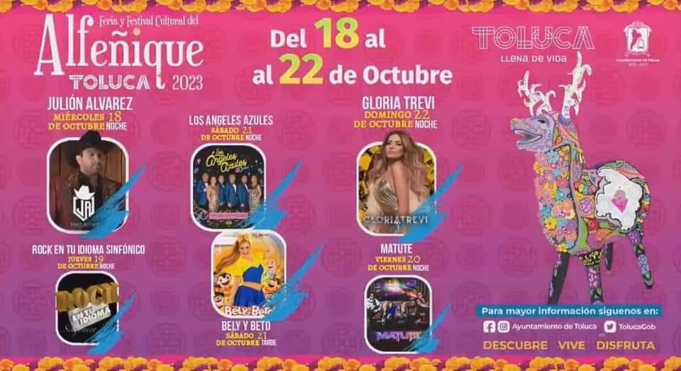 Esta es la cartelera del Alfeñique 2023 en&nbsp;Toluca