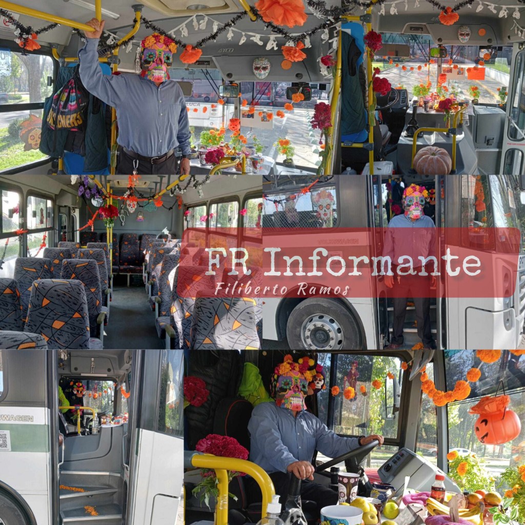 Conductor de Potrobús instaló su ofrenda en su&nbsp;unidad