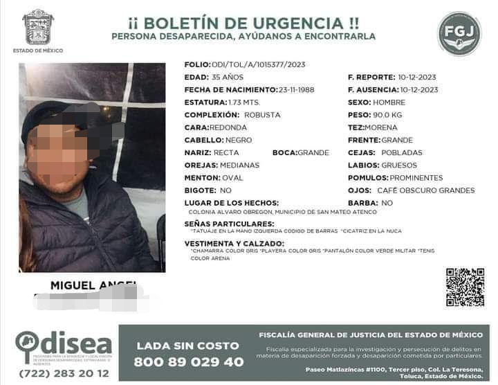Miguel Ángel, quien estaba reportado como desaparecido en la colonia Álvaro Obregón en #SanMateoAtenco fue hallado sin vida en&nbsp;Lerma.