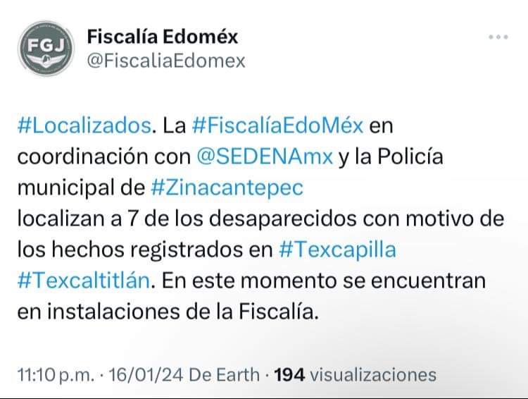 Localizan a 7 de los 14 desaparecidos de&nbsp;Texcaltitlán