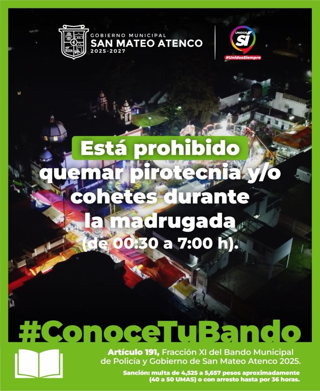 Sancionarán por quemar pirotecnia y echar cohetes en San Mateo&nbsp;Atenco