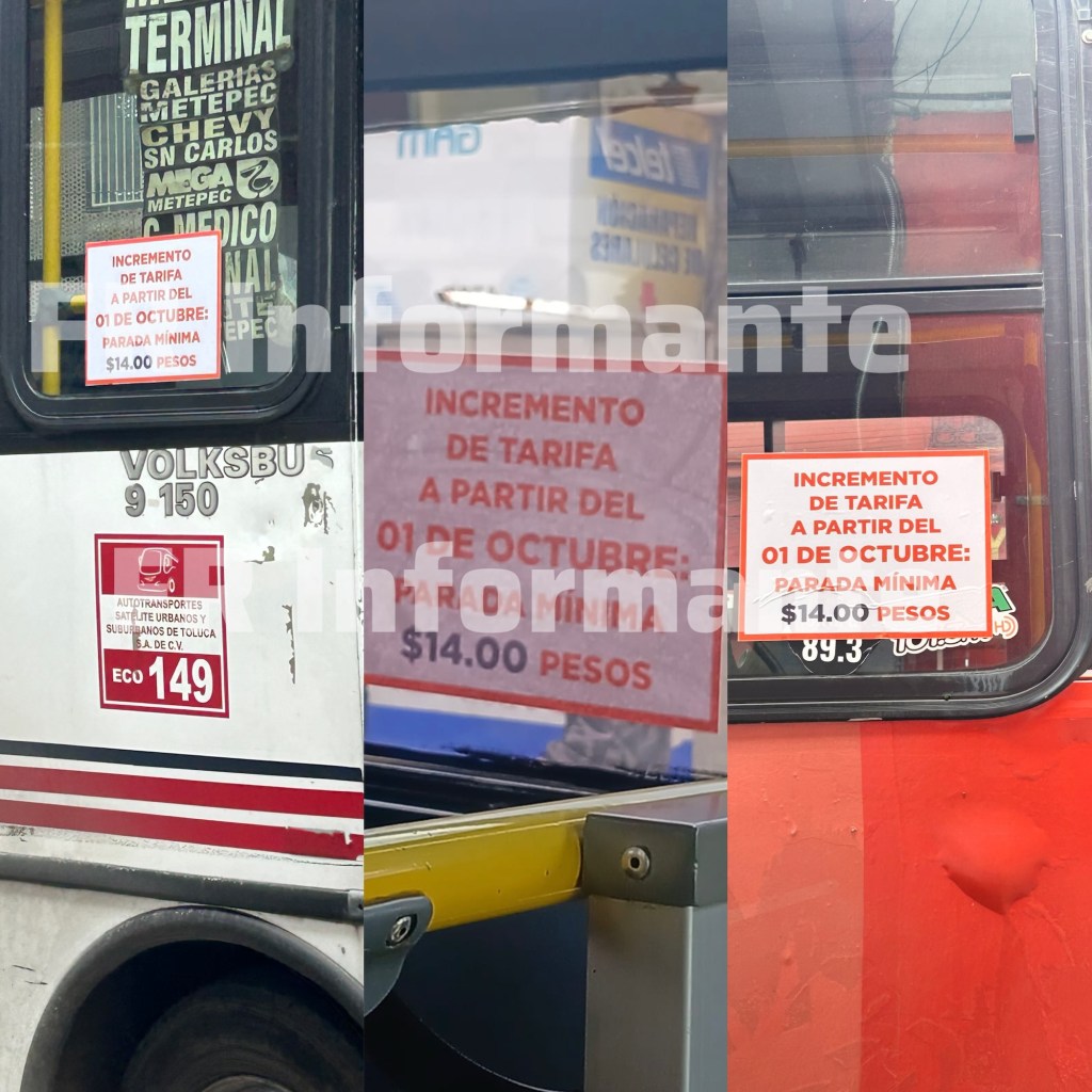 Sin anuncio oficial transportistas aumentarán pasaje a partir del 1 de octubre en Valle de&nbsp;Toluca