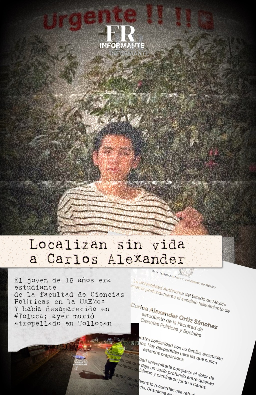 Hallan sin vida a Carlos Alexander, estudiante de la&nbsp;#UAEMex